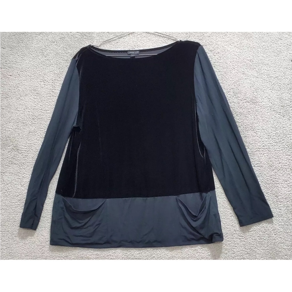 J. Jill Wearever Collection velvet Swing Top Women's Size XS Black Boat Neck